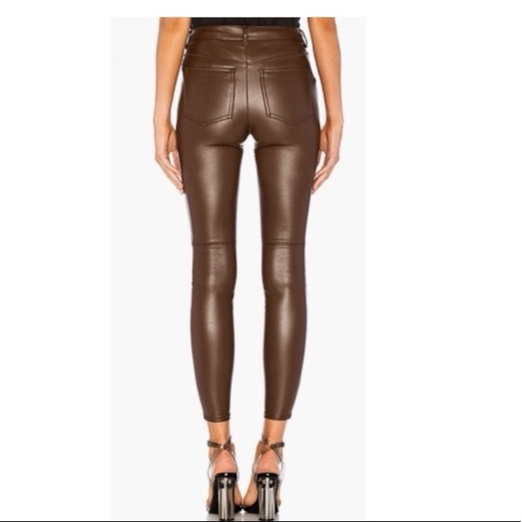 Free People Vegan Leather Long & Lean Pants in Brown - Picture 7 of 16